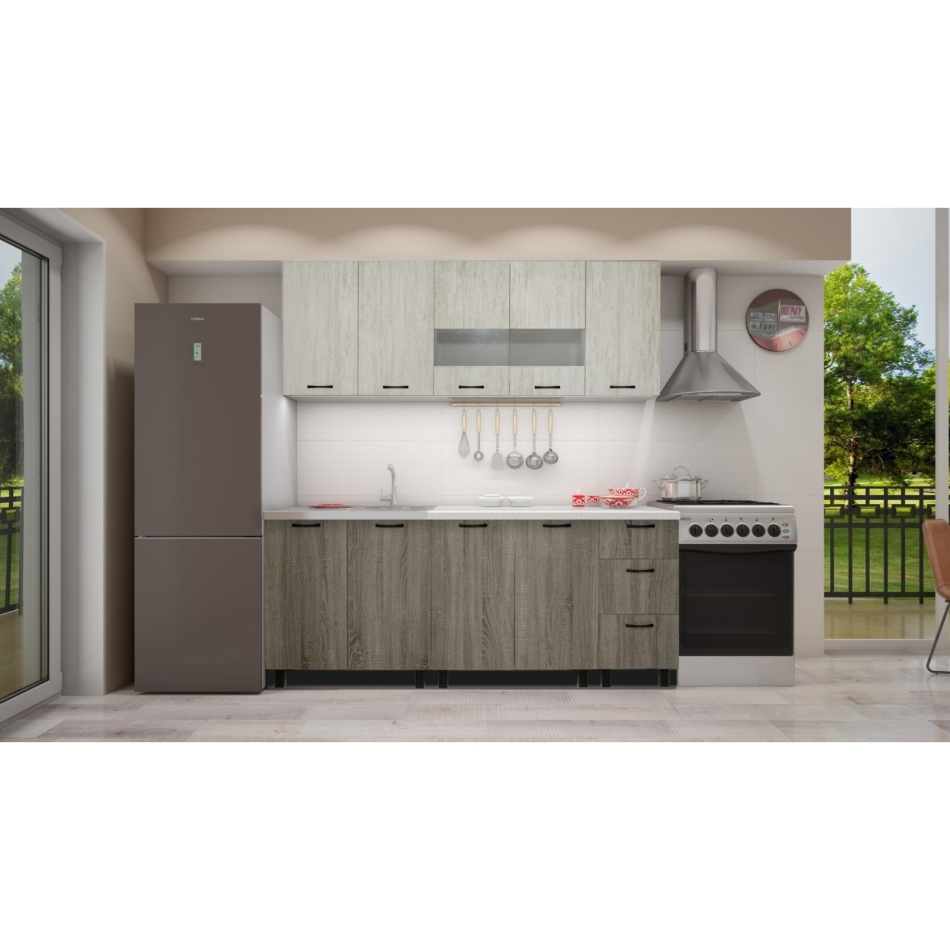 Bucătărie Omega 2,0 m cu vitrină (fără blat)