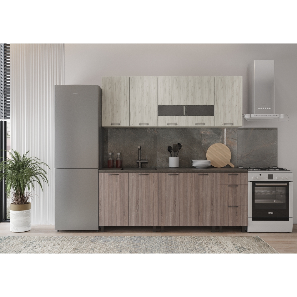 Bucătărie Omega 2,0 m cu vitrină (fără blat)